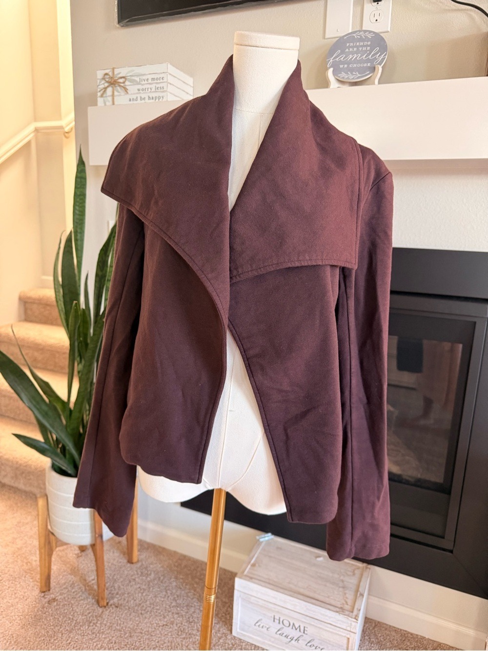 Vulin Open Drape Front Jacket - Deep Plum